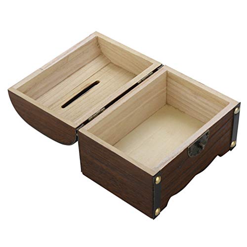 Wooden Treasure Chest Treasure Box Wood Piggy Bank Safe Handmade Wood Carving Money Box Savings With Lock Small Size Xmas New Year Pirate Box Gift Keepsake Box #TOP5