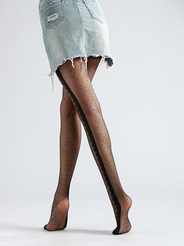Image of Sahabowi Women Tights, Sheer High Waist Pantyhose, Vintage Control Top Stockings, Siwa7