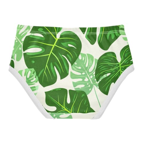 Tropical Monstera Taro Leaves Green Light Panties for Girl Toddler Girls Underwear Cotton Florals Kids Undies Briefs 2t2