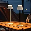 Cordless Table Lamp Set of 2 with Portable USB Rechargeable Dock, LED Wireless Touch Desk Lamps with Remote, 3 Color Stepless Dimmable, for Bedroom Night Lights Dining Outdoor Patio Restaurant