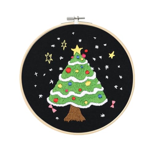 Image of wtisan Christmas Embroidery Kit, Cross Stitch Kits for Beginners, Needlepoint with All Tools & Instructions, Stamped Hand Embroidery Starter Kit for Holiday Crafts & Xmas Home Decor, W16