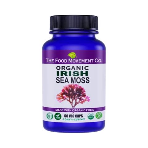 Irish Sea Moss, Organic Prebiotic Food, Over 70 Trace Minerals, Supports Healthy Elimination, Digestion and Immune Support (60) Cover
