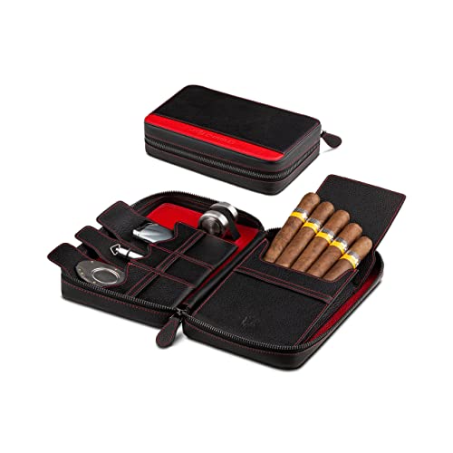 Étui à cigares en cuir véritable fait main Crown & Tiger Cuba Red luxe