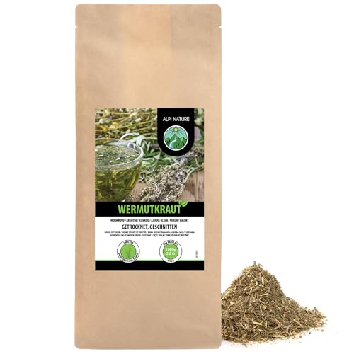 Alpi Nature Ajenjo Hierba Seca 1kg, Té de Hojas Sueltas, Hierba de Ajenjo Seca y Cortada