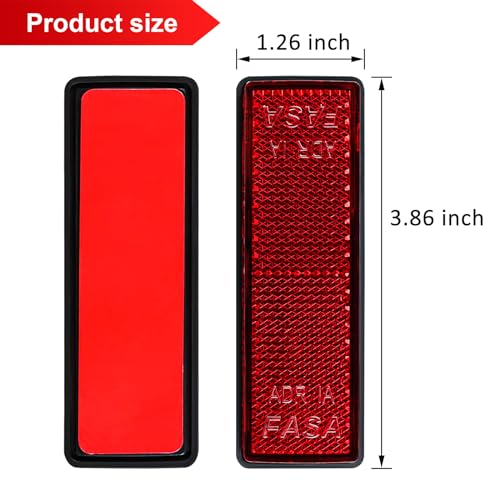 Image of 10 Pack Red Self Adhesive Rectangle Reflectors, ADR Approval Road Safety Stick-on Rear Reflectors for Trailer Caravan Truck Lorry or Agricultural Machines, YN503R