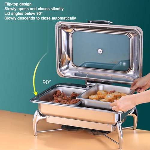 Juego de platos de acero inoxidable para bufé, calentador de alimentos con bandeja de agua para fiestas, eventos y bodas, juego de 3 piezas para catering y servicio de alimentos