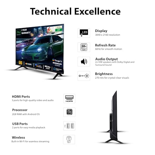 Image of NU 139 cm (55 Inches) New 2025 Borderless Series 4K UHD Smart Google TV LED55UGNX