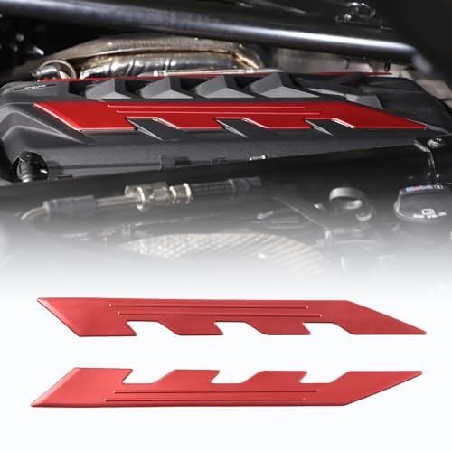 Image of CHEAYAR Engine Bay Panel Cover Compatible with Chevrolet Corvette C8 2020-2023, Engine Shroud Cover Panel Trims, C8 Accessories 2PCS (Engine Compartment Cover - Red)