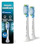 Philips Sonicare C3 2-in-1 Plaque Removal+Whitening Brush Heads, Genuine Replacement Toothbrush Heads, White, 2 Pack, HX9042/65