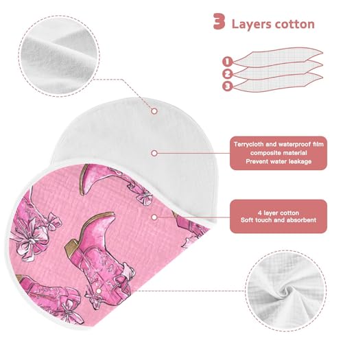 Western Cowgirls Boots Cartoon Burp Cloths Baby Boys Girls Absorbent Soft Cotton Burping Cloths Rags, 4 Pack3
