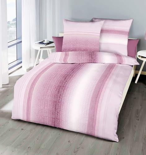 Kaeppel Mako Satin Bettwäsche 2 TLG. 155x220cm Return Rosenholz Rosé Rosa Flieder Schlangenhaut-Optik