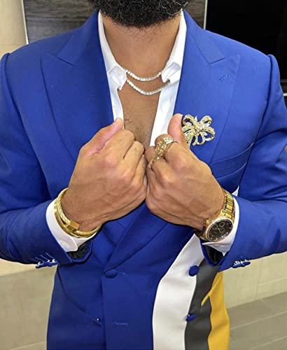 Kromoc Men's Peak Lapel Two-Piece Suit, Slim Fit Double Breasted Buttons Tuxedos Party Casual Daily Stylish2