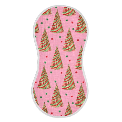 xigua Christmas Trees Muslin Baby Burp Cloths Set of 1, Super Soft & Absorbent Burping Rags, Cotton Burp Clothes Shower Gift for Newborn, Baby Girls and Boys