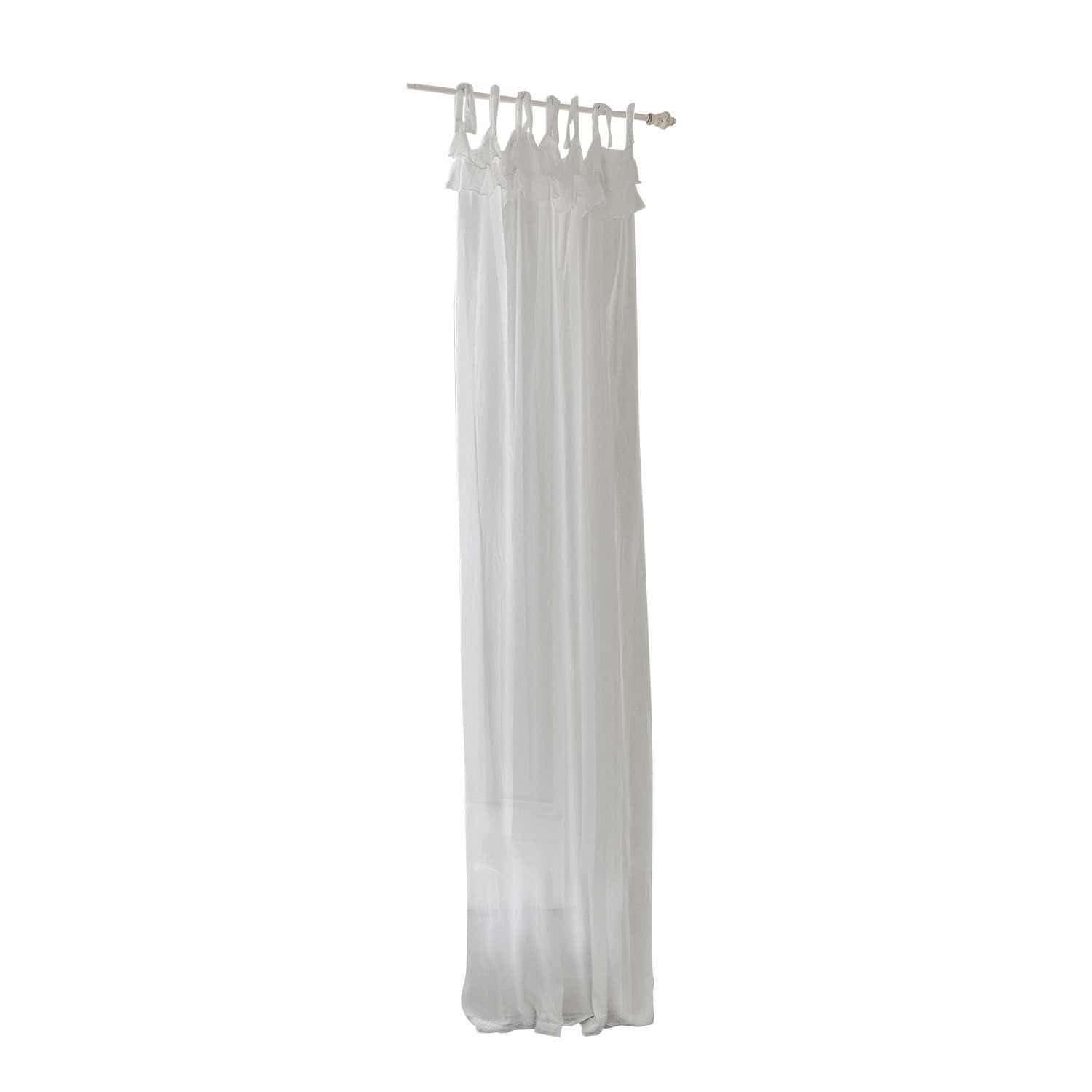 Loberon Gardine Lawnside, weiß | Geraffte Volants, Charmante Bindebänder, Romantik-Look, Vintage-Charme, Vorhang, Fensterdekoration, Baumwolle