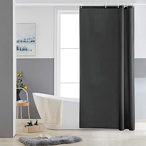 Furlinic Cortina Ducha Tela Antimoho,Poliéster Cortinas de Baño Decorativas Impermeable & Lavable,Gris Oscuro Duchas de Baño Cortinas Esquina con 6 Aros Cortina Ducha 80x180cm.
