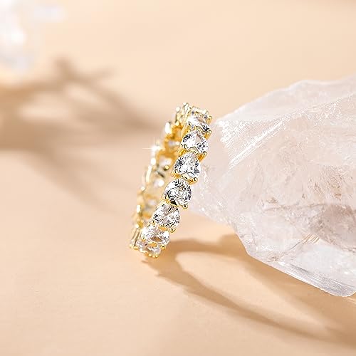SHINYSO Wedding Band for Women Infinity Heart-Shaped Cubic Zirconia Ring Engagement Stacking Promise Rings for Her Gold/Silver Size 4-102