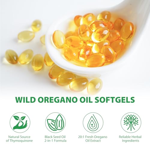 Organic Oregano Oil Softgels 120 Count Non-GMO Gluten Free
| Oregano Oil Supplement with Black Seed Oil for Digestive H