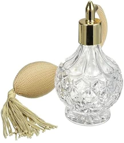 100ml Clear Crystal Vintage Style Perfume Bottle Long Spray Tassels Atomizer Pump Refillable Glass Bottles Lady Makeup Tool (Gold)