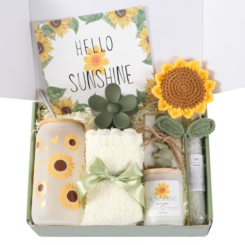 Sunflower Gifts Baskets for Women, Self Care Package...