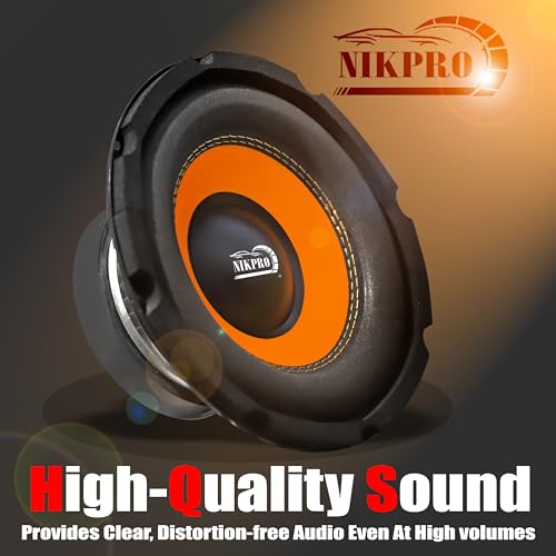 Image of NIKPRO 8-Inch Car Subwoofer Speaker | 800W Peak Power, 150W RMS | 4 Ohm | 4-Layer Copper Voice Coil | Deep Bass for Car, Home & Theater | Black & Orange