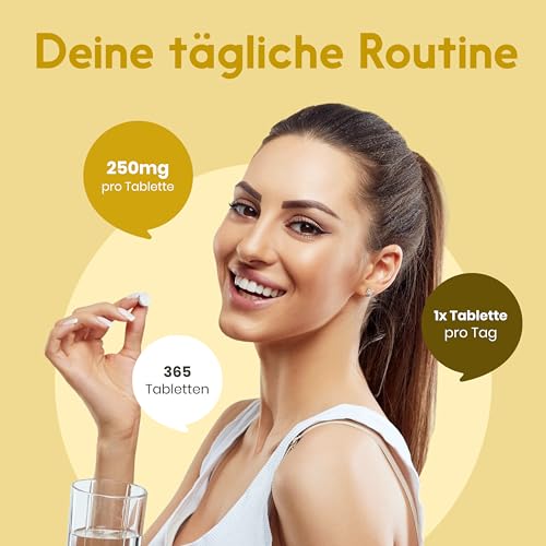 Vitamin B2 hochdosiert - 365 Tabletten - 250 mg Riboflavin, vegan & produziert in Deutschland - Laborgeprüft - Verpackung kann variieren
