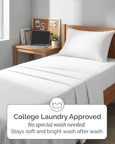 Image of Twin XL 4 Piece Sheet Set - College Dorm Room Essentials - White
