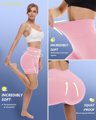 Image of CAMPSNAIL 4 Pack Biker Shorts for Women High Waist - 5 inch /8 inch Tummy Control Soft Athletic Yoga Workout Running Gym Shorts