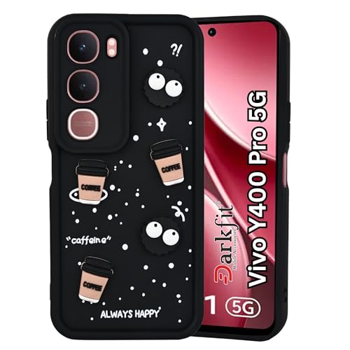 Image of DARKFIT Back Case Cover Compatible for Vivo Y400 Pro 5G | Cute Fun Cartoon 3D Ball | Coffee Silicone Case | Case Cover with Camera & Body Protection | Shock Proof | for Vivo Y400 Pro | Color Black