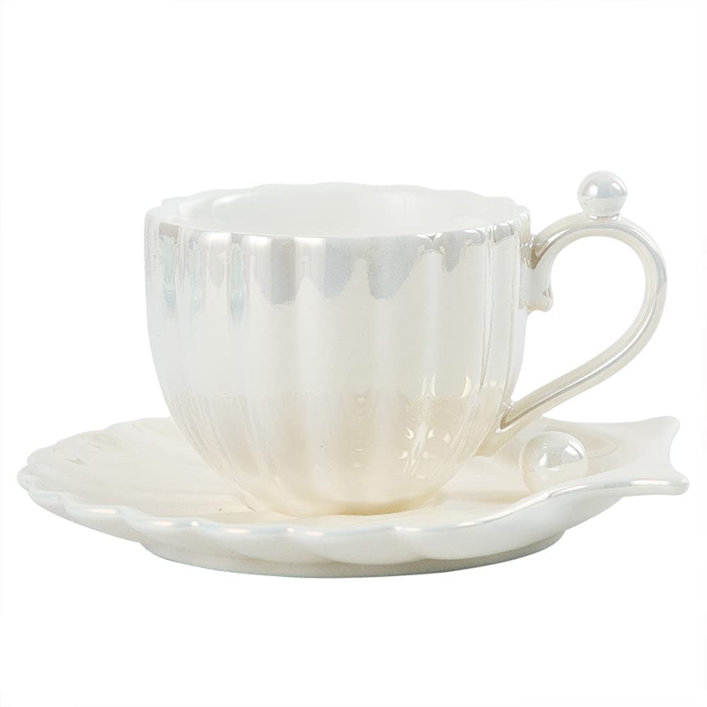 Mug Coffee Cup Pearl Shell Ceramic Exquisite Coffee Cup and Saucer Set for