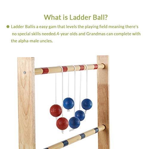 ApudArmis Ladder Toss Game Set, Pine Wooden Golf Ladder Lawn Game with 6 Bolos Balls and Carrying Case - Outdoor Yard Beach Game for Kids Adults Family