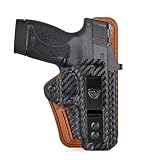 IWB Holster for S&W M&P Shield M2.0/ M1.0 9mm/40 and M&P Shield Plus 3.1' Barrel Pistol, Red Dot Optic, Kydex & Leather Hybrid for Appendix Carry, Right Hand