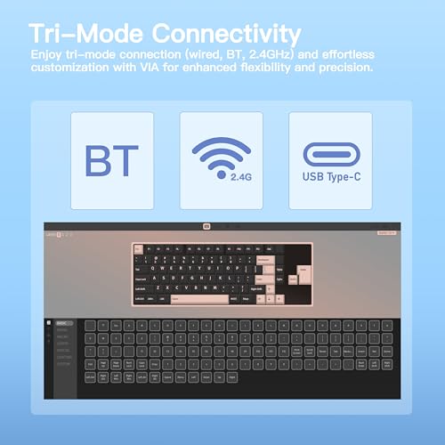 Image of KEEBMONKEY WOBKEY Rainy 75 CNC Aluminum HMX /JWK /Cocoa Switches Triple-Mode Connectivity Mechanical Keyboard with Superior Acoustics, RGB /PP /Gradient Glass /3500mAh /Violet Switch (Standard - Blue)