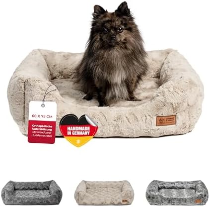 Kuschelbett Deluxe Exklusiv S (60x75 cm) – Orthopädisches Hundebe...