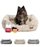 HS-Hundebett® Kuschelbett Deluxe Exklusiv S (60x75 cm) – Orthopädisches Hundebett mit Memory Foam & Anti-Rutsch – Waschbar – Sand – Made in DE