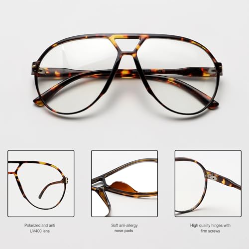 Image of GUVIVI Retro Aviator Sunglasses for Women Men Oversized Classic 70s Vintage Trendy Tangle Free Square Aviators Sun Glasses