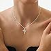 Robaice Silver Cross Necklace for Women, Sterling Silver Plated Crown Cross Pendant Necklace Cross Necklaces Faith Jewelry First Communion Necklace, Silver