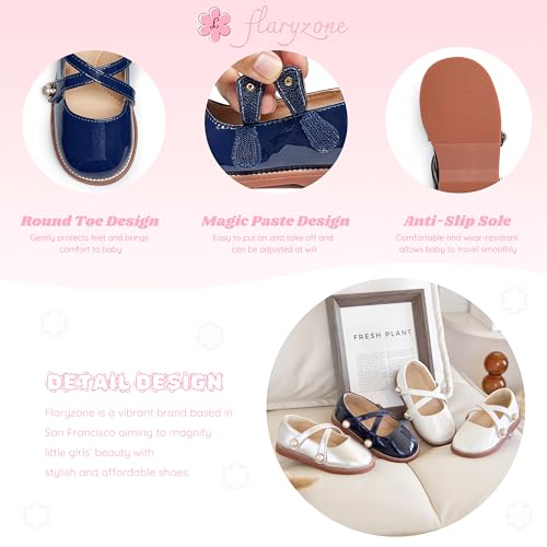 Image of Flaryzone Toddler Little Girl Mary Jane School Uniform Oxfords Flat Dress Shoes