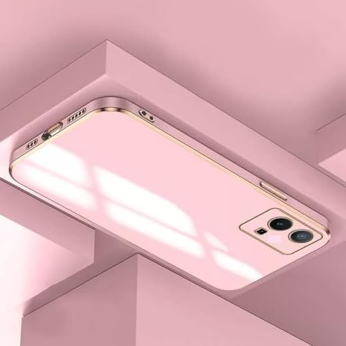 Image of for Motorola /Moto G54 5G Plating Square Gold Frame Phone Case Luxury Soft Silicone Back Cover for Motorola /Moto G54 5G (Pink)