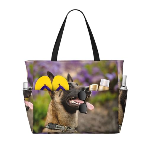 Sac de plage Malinois belge haut de gamme, grand sac à bandoulière pour femme élégante