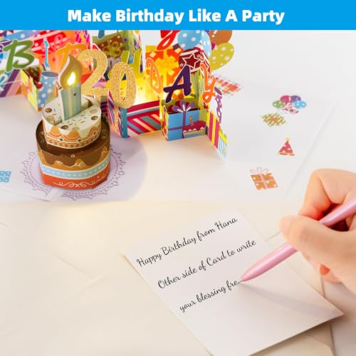 Image of 20th Pop-Up Musical Birthday Card with Blowable LED Candle for Young Adults