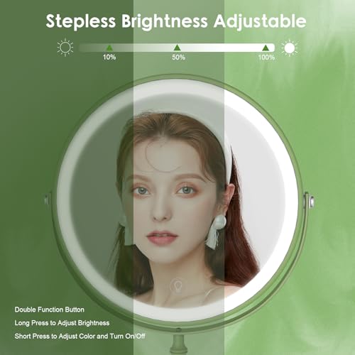 Image of DEIOVWXS Makeup Mirror, Rechargeable Vanity Mirror with 3 Lights, 1X /10X
