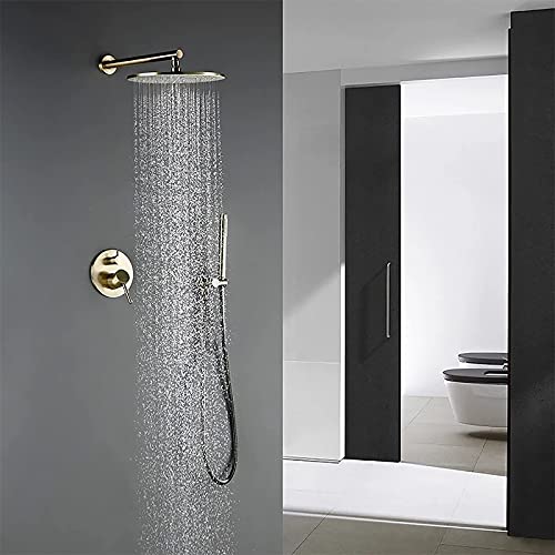 Ensemble de Douche dissimulée or brossé avec mitigeur et douchette à main - 6