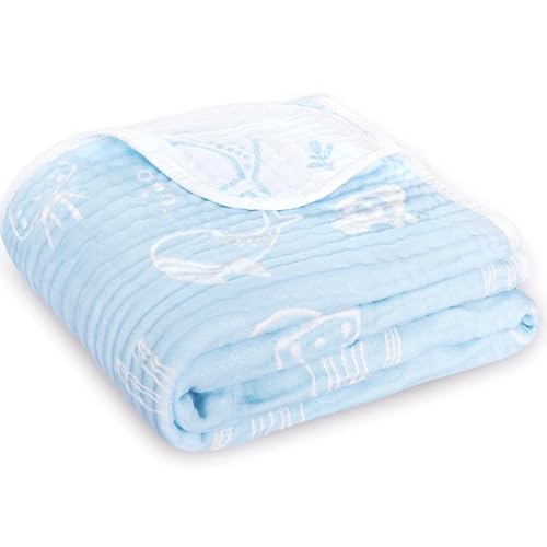 BOPRIO Muslin Baby Blanket Ultra Soft and Lightweight Versatile Swaddle and Bed Blanket for Baby Toddler Essentials Infant Shower Items, 43 x 43 Inch...