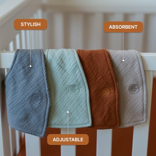 Parker Baby Muslin Bandana Drool Bibs | 100% Soft Muslin Cotton, Absorbent & Adjustable | Stylish Teething & Drooling Bibs3