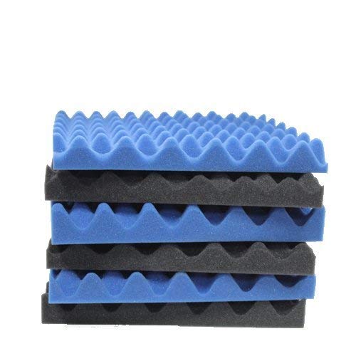2"x12"x12" Egg Crate Foam Acoustic Foam Tiles Soundproofing Foam, 6 Pack Blue/Charcoal