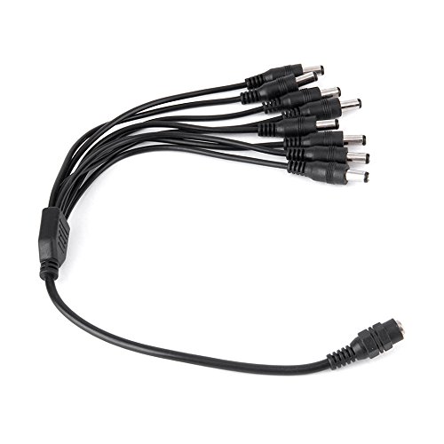 Miniatura 4 de Paquete de 2 cables divisor de corriente CC de 1 hembra a 8 machos, adaptador Y para cámaras de seguridad CCTV y tiras de luces LED