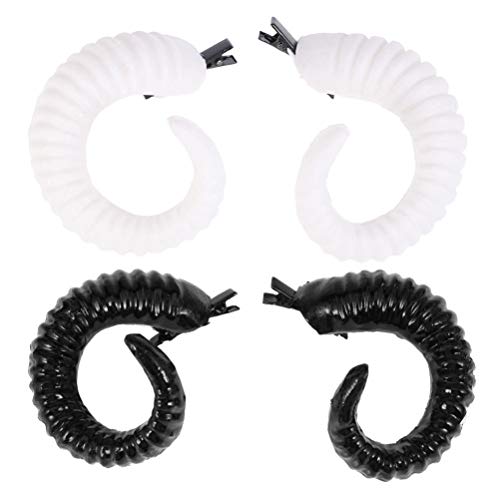 Lurrose 2 Pairs Sheep Horns Hair Clips, Devil Horn Hairpin Gothic Ram Horn Hair Barrettes Cosplay Costume Hair Accessories for Halloween Party Lurrose 2 Pairs Sheep Horns Hair Clips, Devil Horn Hairpin Gothic Ram Horn Hair Barrettes Cosplay Costume Hair Accessories for Halloween Party
