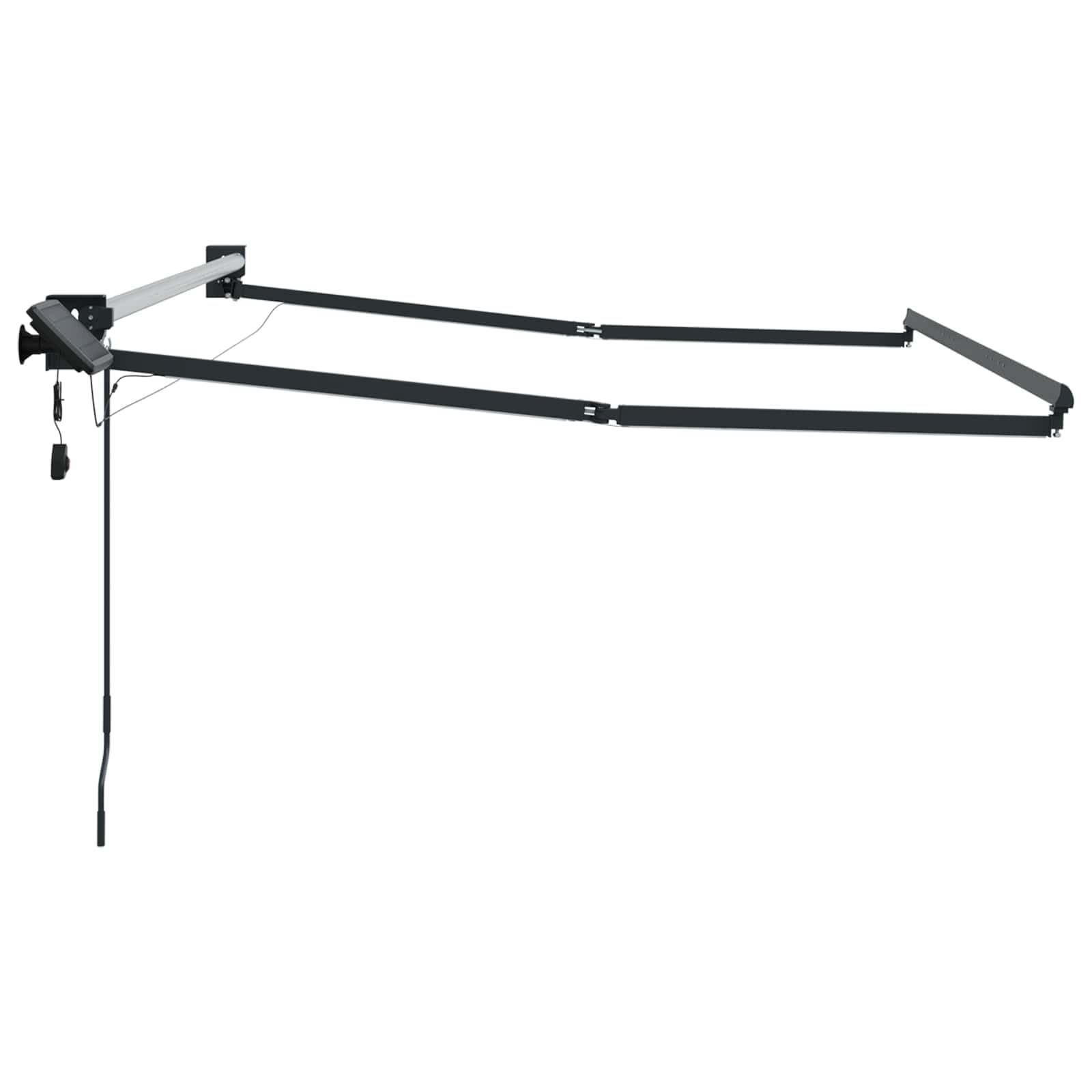 Telaio per tenda da sole elettrico, 3 x 2 m, in alluminio, con luci a LED a energia solare, manovella manuale, resistente alle intemperie, ideale per terrazza, balcone, giardino, protezione