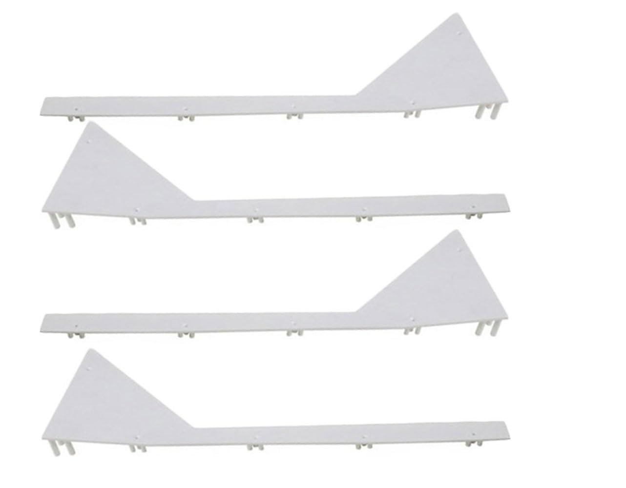 Calcio Balilla angolari fermavetro Alti Serie 4 Pezzi, 2 SX. e 2 DX, Altezza Massima cm. 4, Lunghezza cm.61,5, in plastica Bianca.