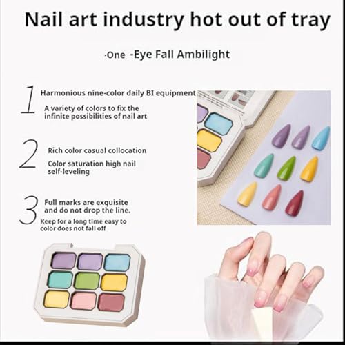 Image of THR3E STROKES Solid Cream GelPolish Set, 9 Colors Pudding Gel Nail Polish Palette with Nail Brush, Nude Pink Orange Red Solid Gel Polish Nail Art Kit Soak Off Portable Gift for Girls /Friend DIY Home (E)